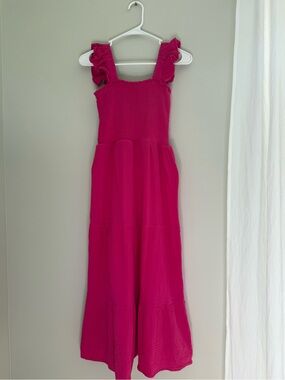 Boutique Fuchsia Ruffle-Strap Maxi Dress